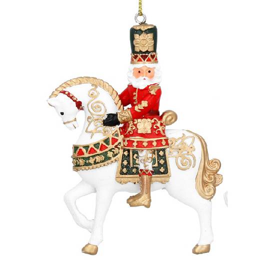 Resin Nutcracker Soldier on Horse, Red Jacket 11cm *ETA Nov